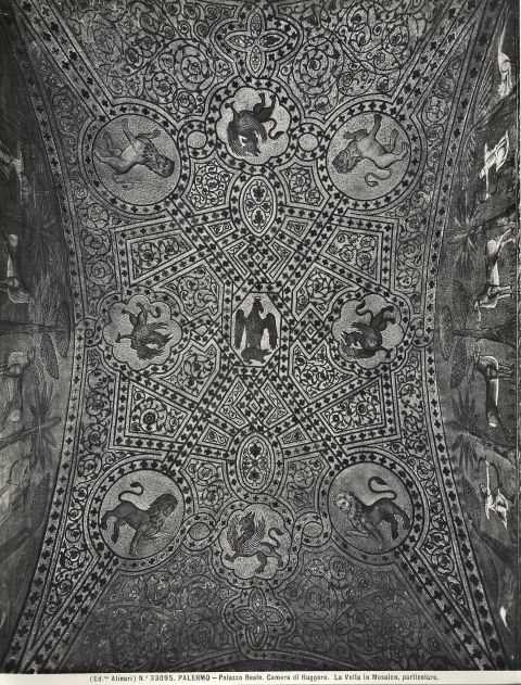 Alinari, Fratelli — Palermo - Palazzo Reale. Camera di Ruggero. La Volta in Mosaico, particolare. — insieme